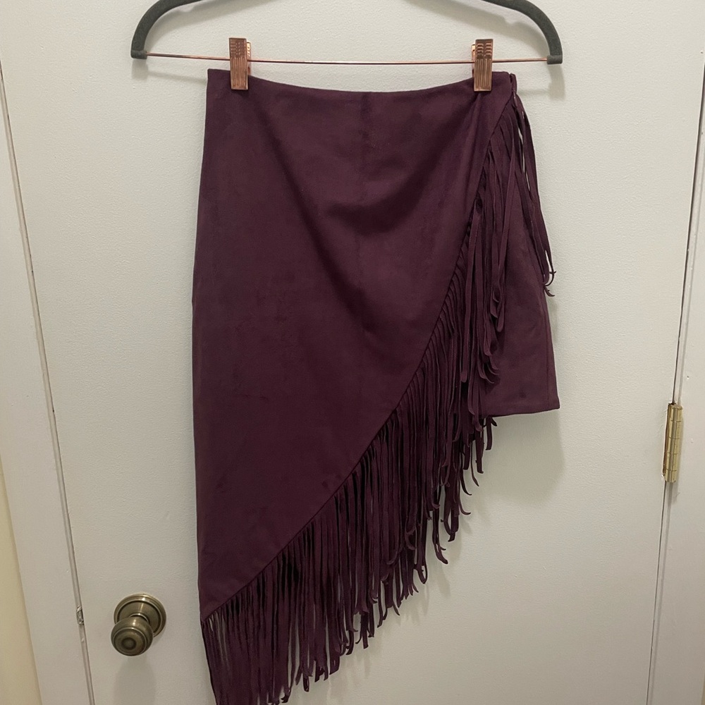 Express Fringed Purple Skirt - Picture 2 of 4